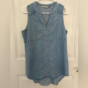 Soft Surroundings 100% Tencel Chambray Sleeveless Tunic Top Size XS